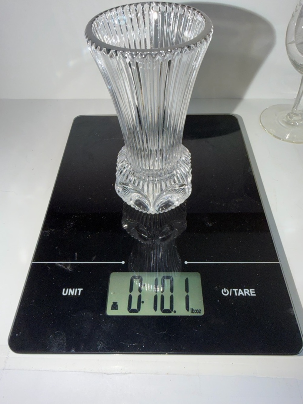 Vintage Clear Pressed Glass Bud Vase - Fluted Ribbed Design - 4.75" - Picture 6 of 6